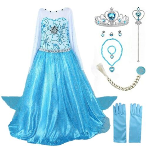 2018 Elsa Costume Princess Party Girls Costume Dress With Accessories Set 2-10y
