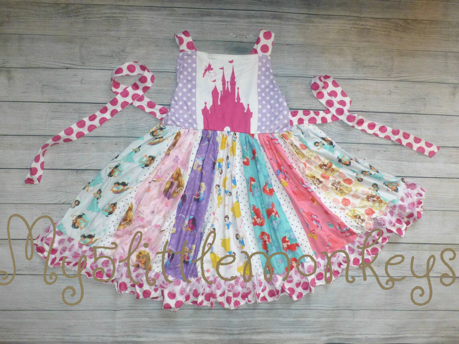 New Boutique Princess Ariel Cinderella Belle Rapunzel Girls Ruffle Twirl Dress
