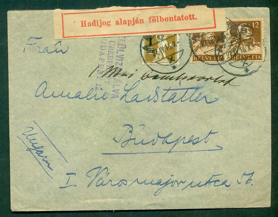 Switzerland 1916, Multi-franked Cover To Hungary W/wartime Censor Tape & Handstp