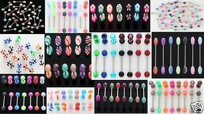 25 14g Tongue Rings Wholesale Body Jewelry Lot Barbells