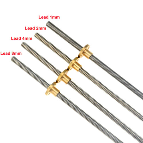 T8 Lead Screw Pitch1/2mm Lead 1/2/4/8mm Rod Stainless Lead Screw+brass Color Nut