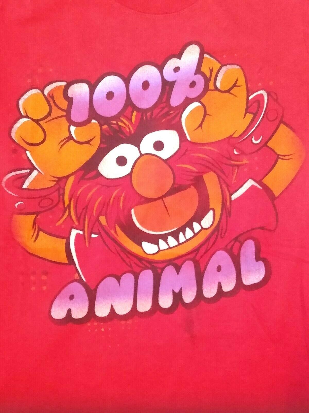 The Muppets Animal Woman's Fitted T-shirt L Red 100% Animal Crazy