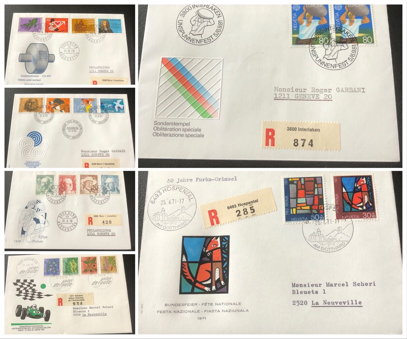 Odz&endz 6 Different Switezerland Registered Mail Covers Look  3514