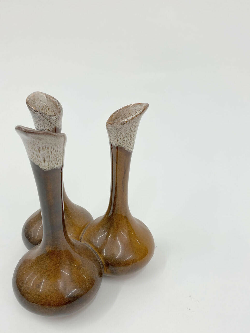 ⭕ 50s Vintage Anna Van Briggle Triple Vase : Flower Pot Avant Garde Mid Century
