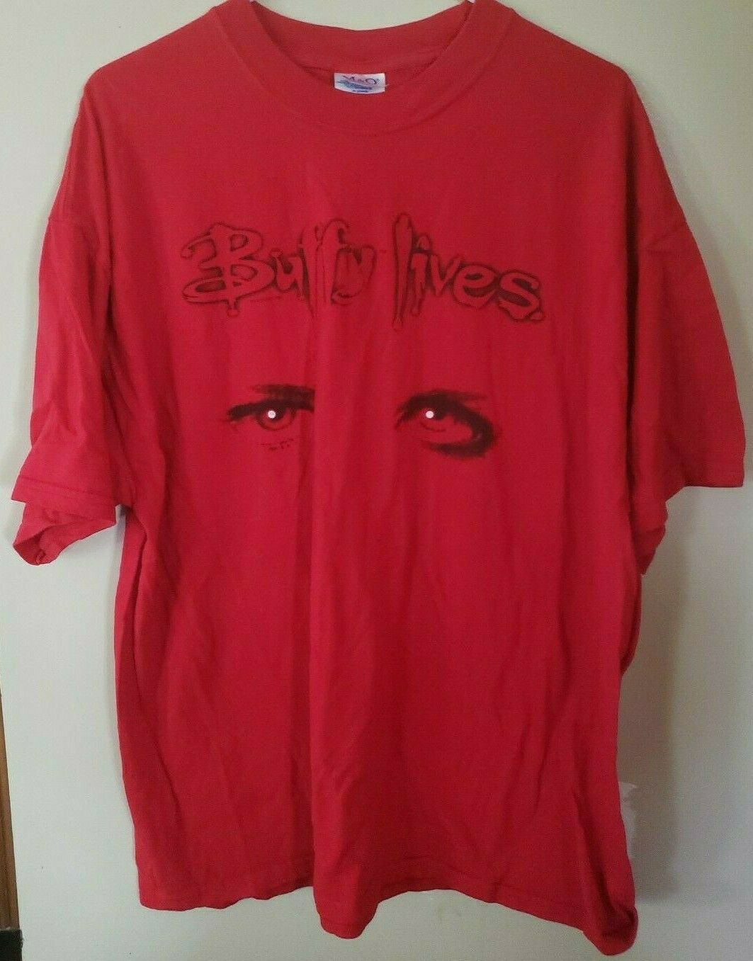 Vintage Buffy The Vampire T-shirt "buffy Lives" Xxl M & O Knits 100% Cotton Red
