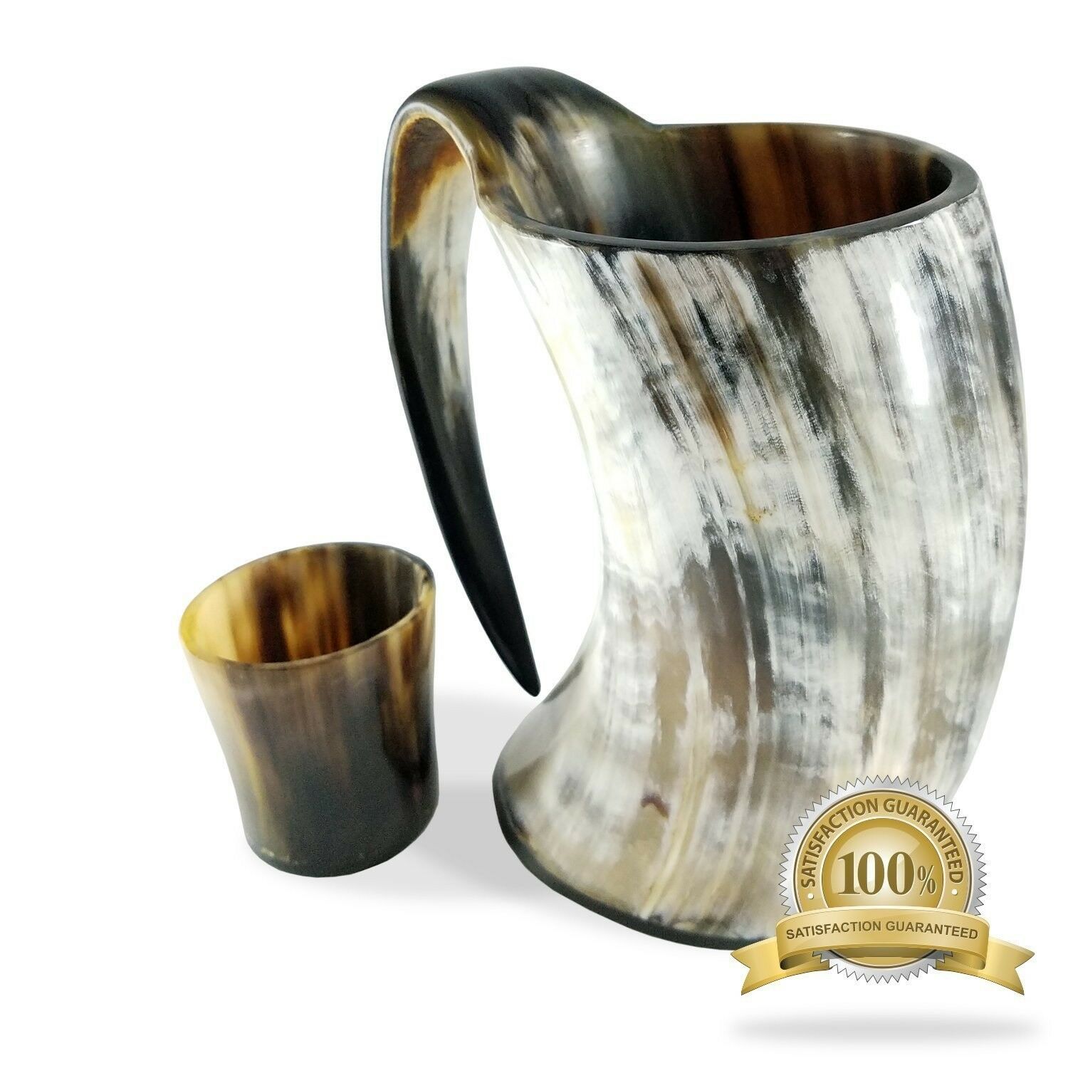 Buddha4all 20 Oz Viking Drinking Horn Ale Tankard With Free Horn Shot Glass