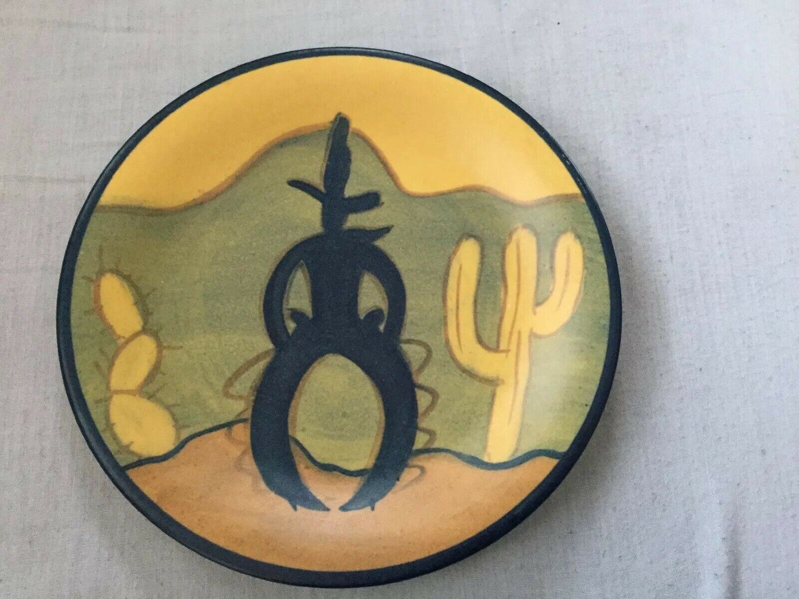 Rare Martin Stangl Painted Cowboy And Cactus Ranger 9” Dinner Plate #4 Of 4