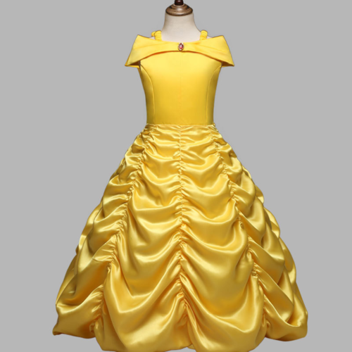 Princess Belle Yellow Off Shoulder Layered Costume Dress Little Girl 2-10 Years