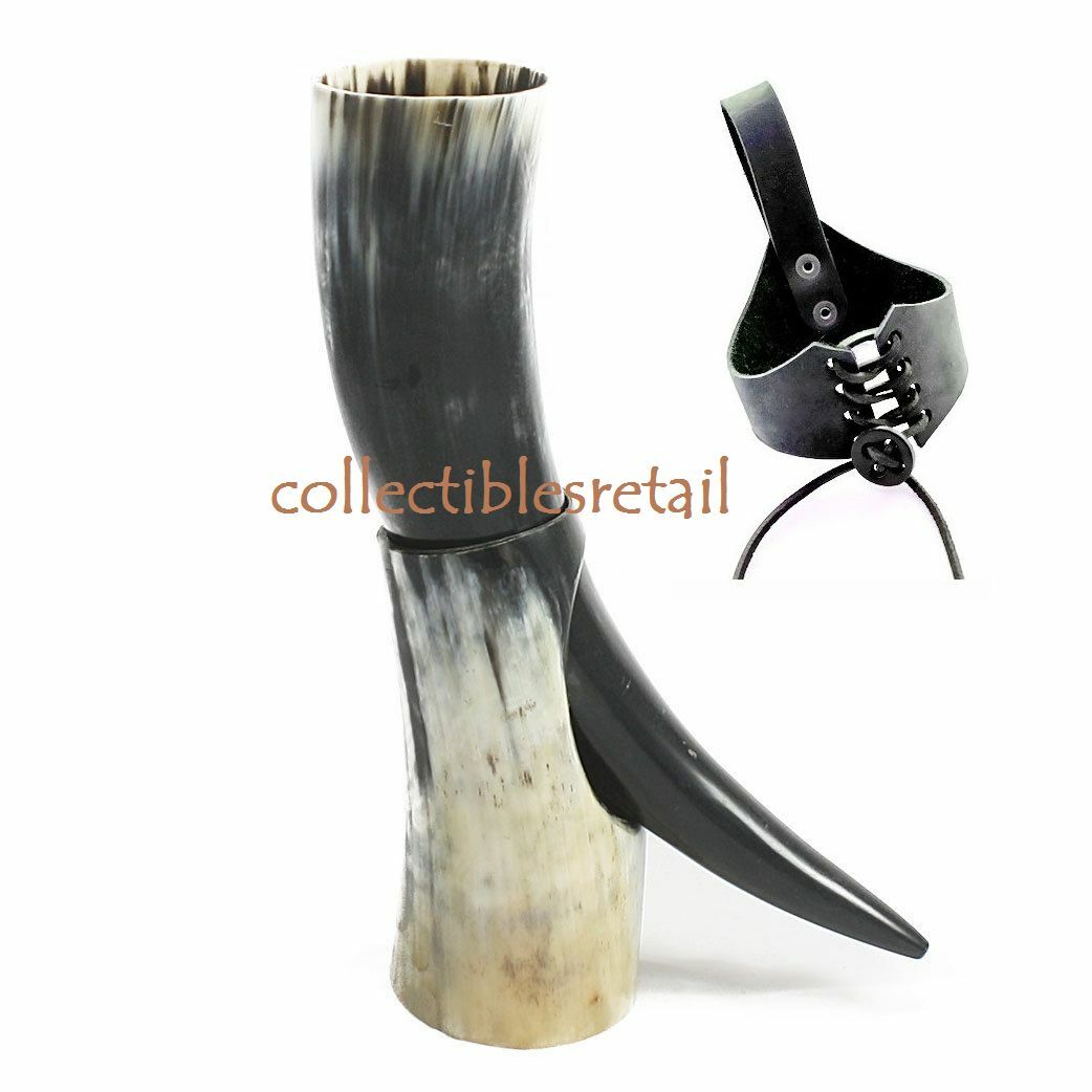 Ceremonial Polished Viking Drinking Horn With Stand For Beer Wine Ale Pagan